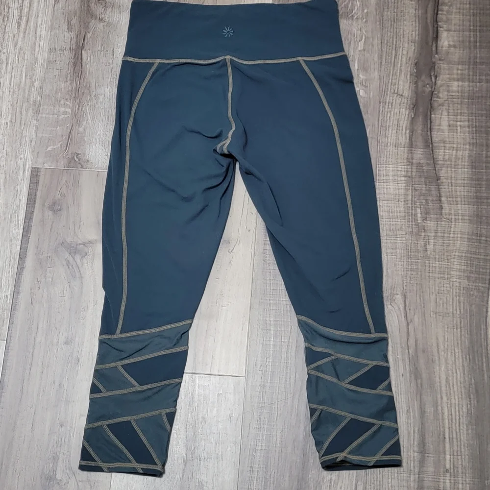 Athleta Capri Teal Mesh Bottom Leggings - Picture 2 of 13